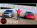 Can A Tesla Model Y Performance BEAT The Mighty Dodge Durango Hellcat In A Drag Race?