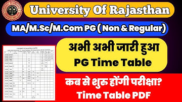 Rajasthan University PG Exam Time Table 2023 | RU MA Msc Exam Time Table 2023 | MA ka time table