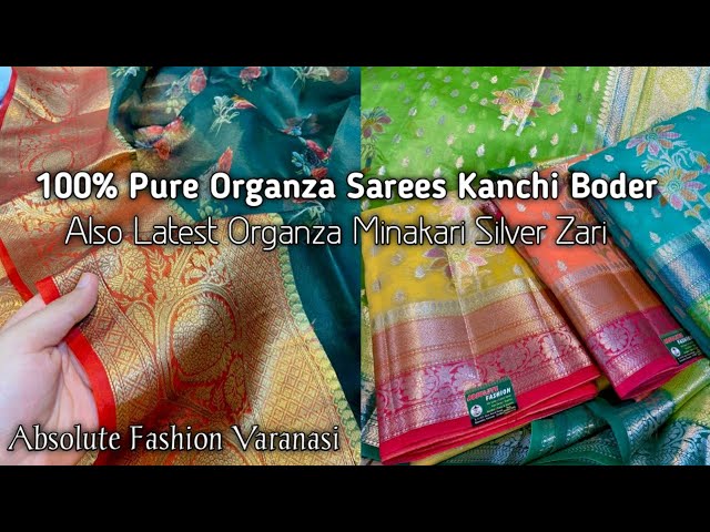 Amazing Stylish Digital Printed Pure Kora Organza Saree with Golden zari  rich pallu. -Style Array