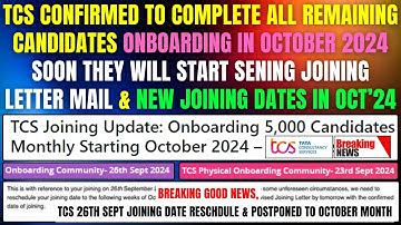 TCS CONFIRMED PENDING CONAIDIATES ON BOARDING IN OCTOBER 2024 | TCS RELEASE JOINING LETTER VERY SOON
