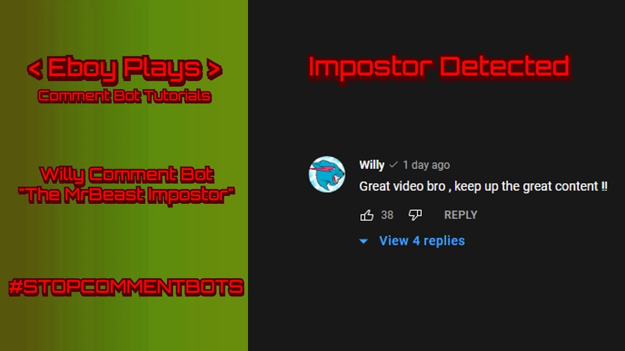 Bot Fake Comment Willy Comment Bot (Fake @MrBeast) | Eboy Plays Comment Bot Tutorials ...