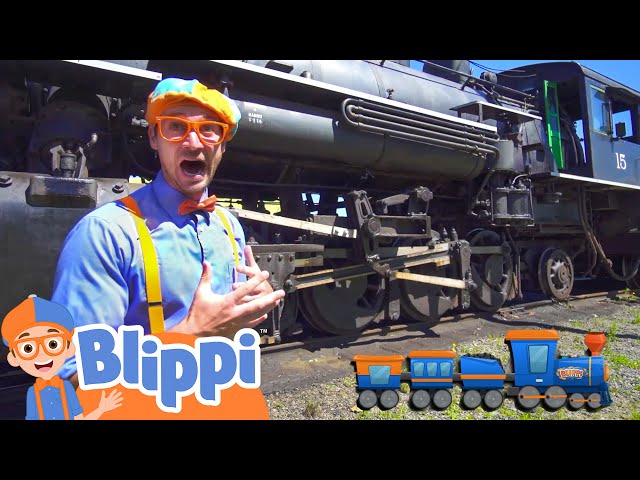 Blippi Explores A Steam Train | Learning Trains For Kids class=