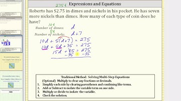 Writing Expressions to Solve a Linear Equation App: Coins