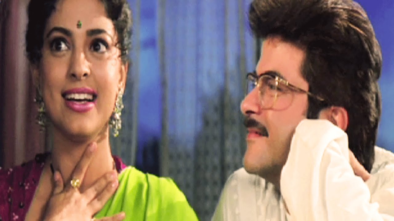 Juhi Chawla sings for Anil Kapoor - Andaz, Comedy Scene 18/22 - YouTube