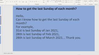 101 days of Splunk - stats cmd - last sunday of each month