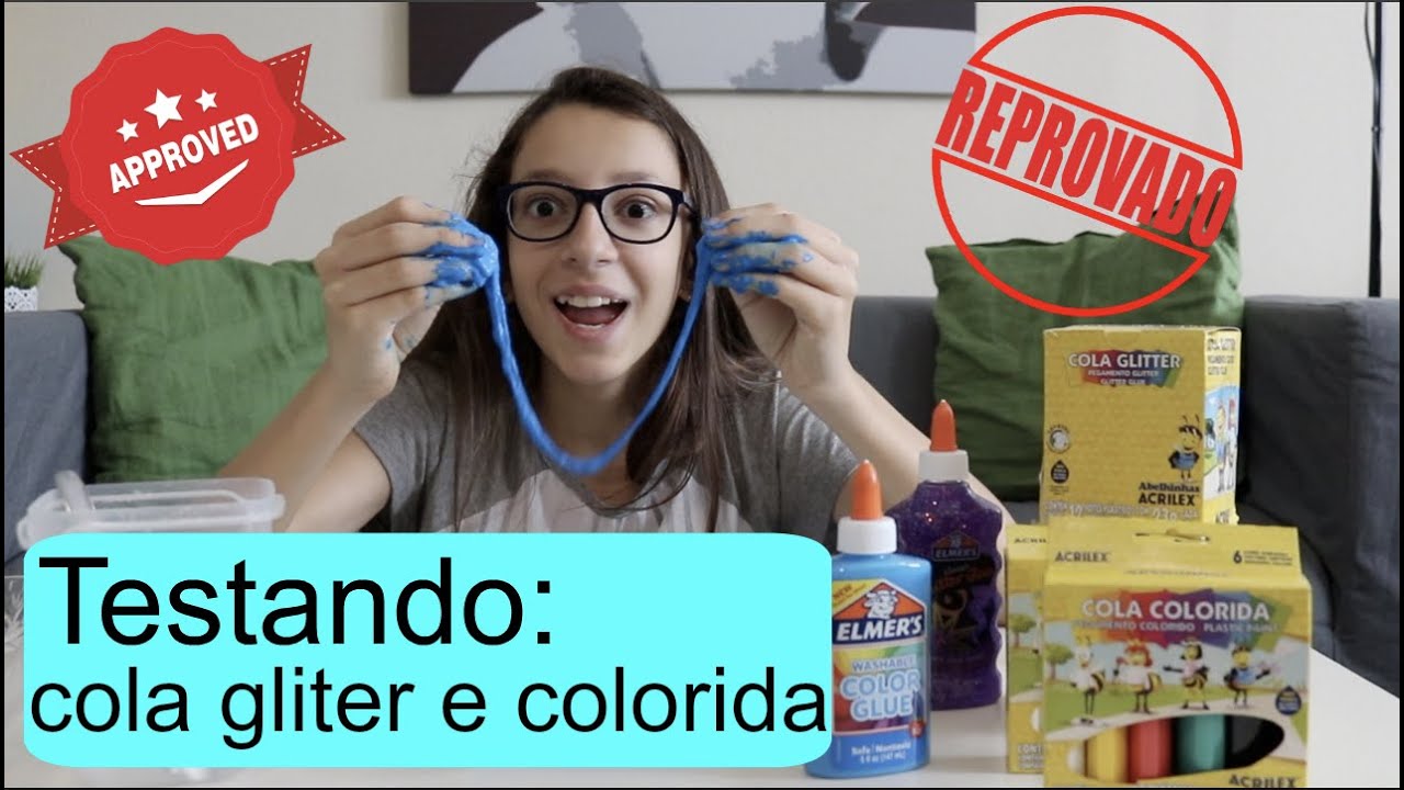 TESTANDO MARCAS DE COLAS PARA SLIME - COLA COLORIDA E COLA COM GLITTER ACRILEX - FAMILY FUN 5 #2