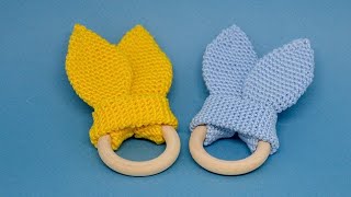 How to Crochet Baby Teether with Bunny Ears