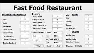 How to Create a Fast Food Restaurant Systems in Excel using VBA - Tutorial 1 of 3
