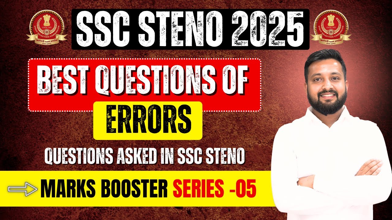 SSC Stenographer 2025: Errors Marks Booster Series 05 English By Sandeep Bhaiya 