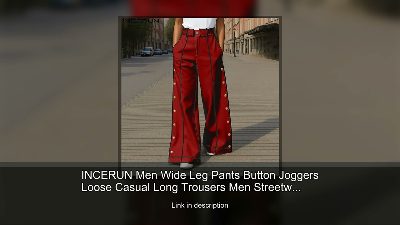 INCERUN Men Wide Leg Pants Button Joggers Loose Casual Long Trousers Men Streetwear 2025 Patchw