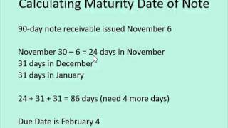 Notes Receivable & Payable Series - Video #1: Calculating the maturity date of a note