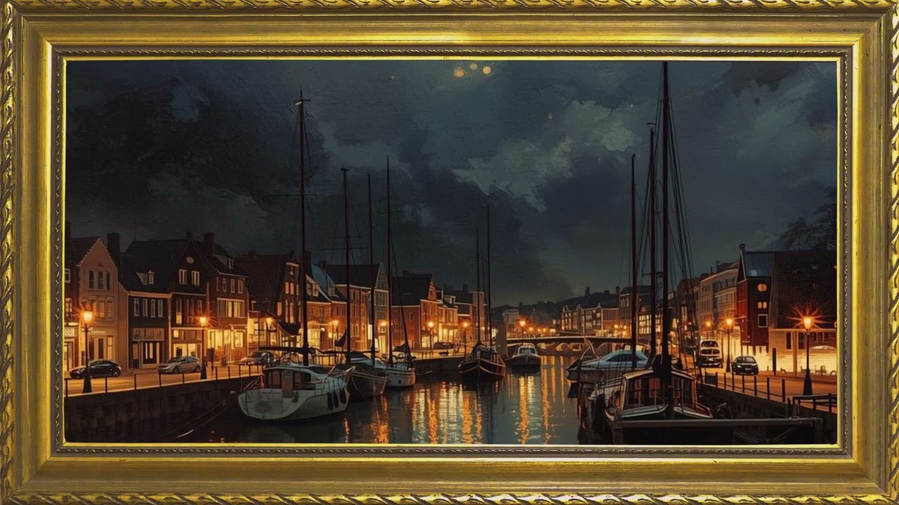 Harbor Lights - 4K Frame TV Art | 2 Hours Mellow Oil Painting & Ambience