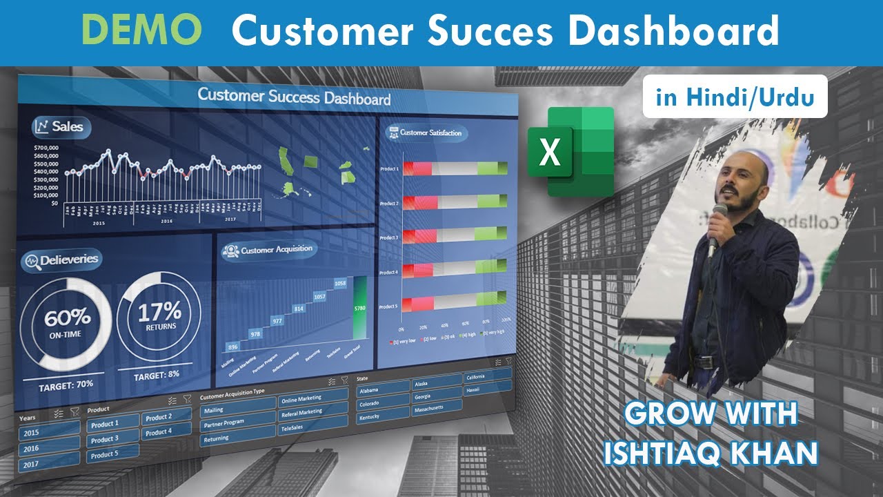 Customer Success Dashboard in Excel Demo - How to Build Interactive ...