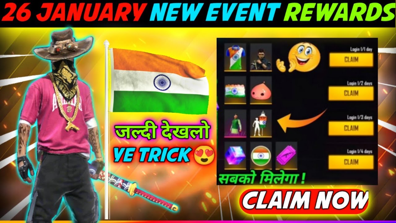 FREE FIRE NEW EVENT | 26 JANUARY REPUBLIC DAY EVENT IN FREE FIRE | GW MAINISH