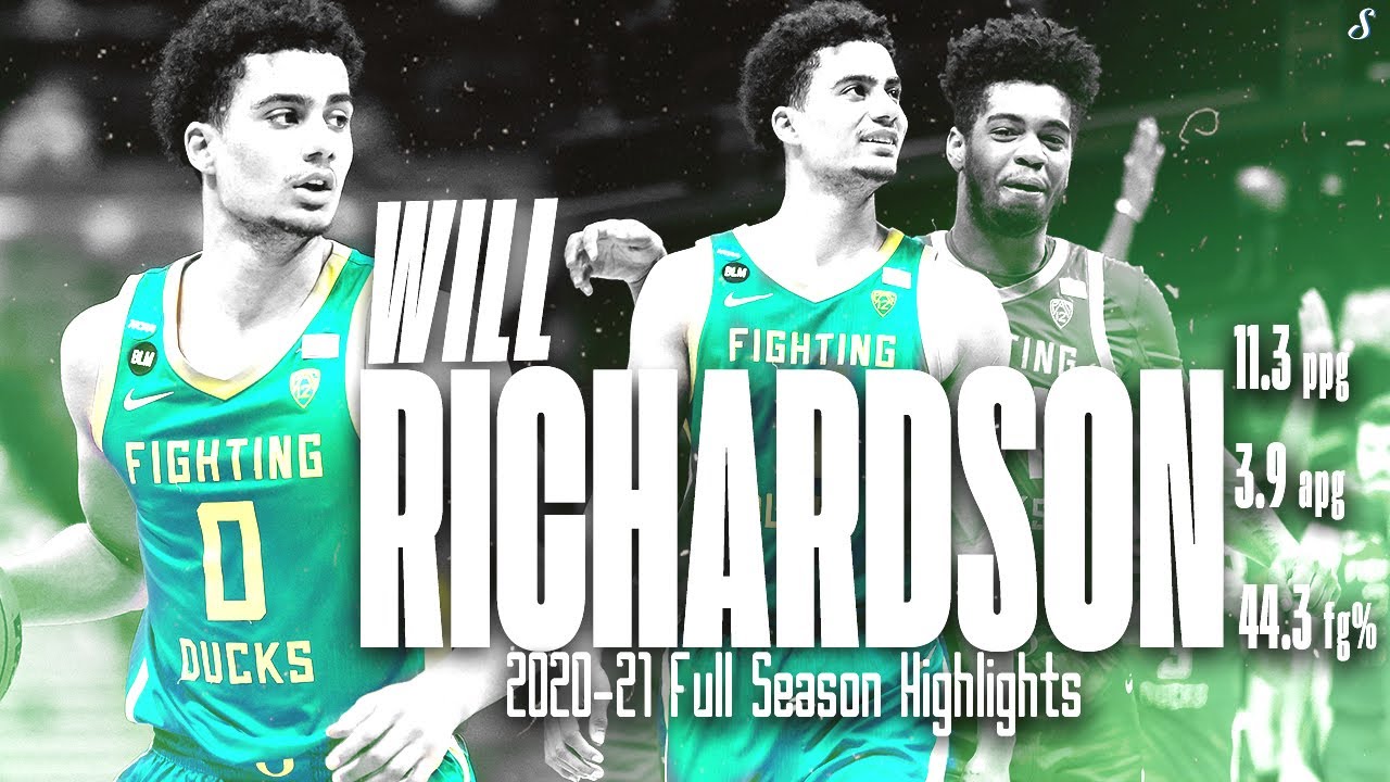 Will Richardson  Oregon 2020-21 Season Highlights | 11.3 PPG 3.9 APG 44.3 FG%, Bob Cousy Watchlist!