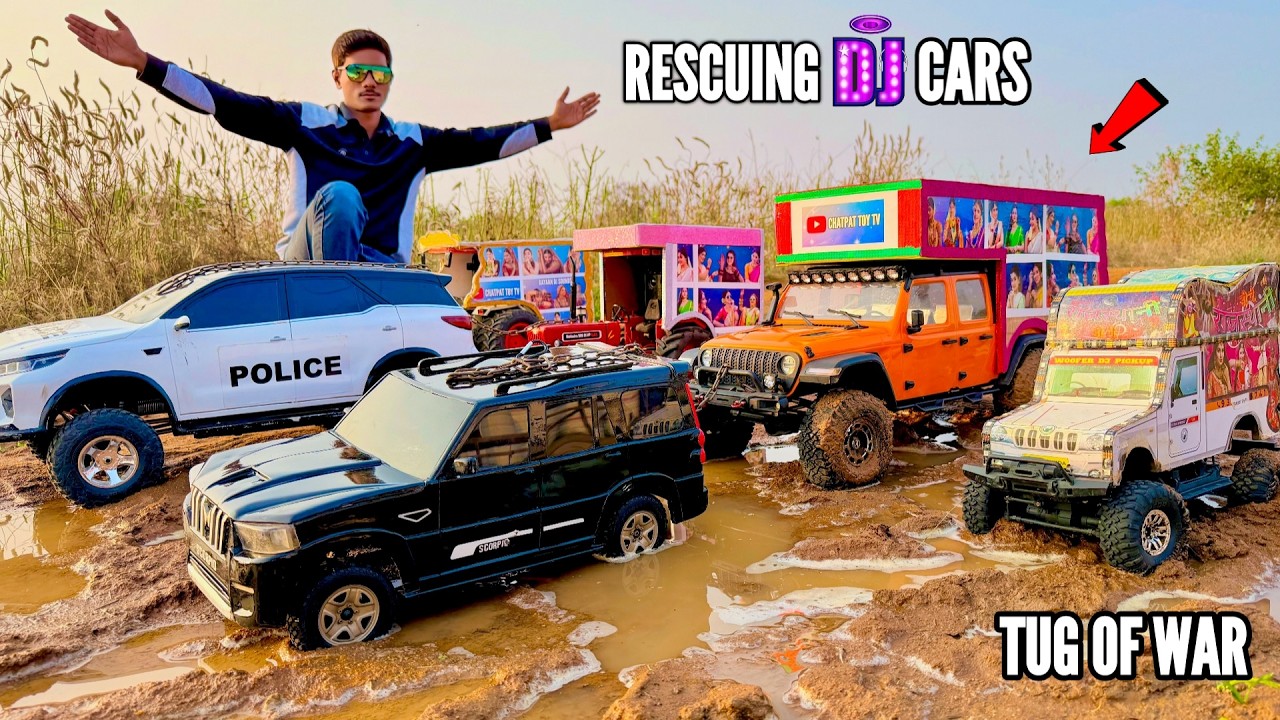 RC Fully Loaded DJ Truck Stuck in Deep Mud Rescue Mission – Chatpat toy tv