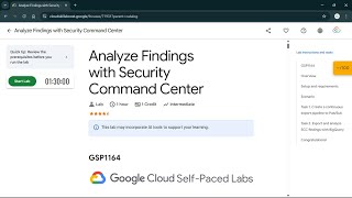 Analyze Findings with Security Command Center | #qwiklabs | #GSP1164