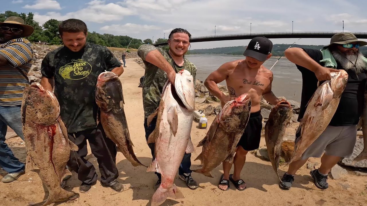 Fishing for MONSTERS at the Big Dam Bridge in Little Rock Arkansas! (Land of the GIANTS!)