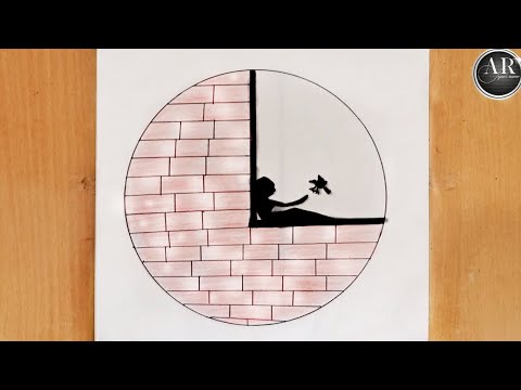 easy circle scenery drawing 😜|| circle drawing for beginners || easy drawing || sketch 2024