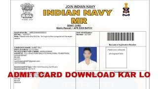 Indian Navy MR, Admit Card 2019