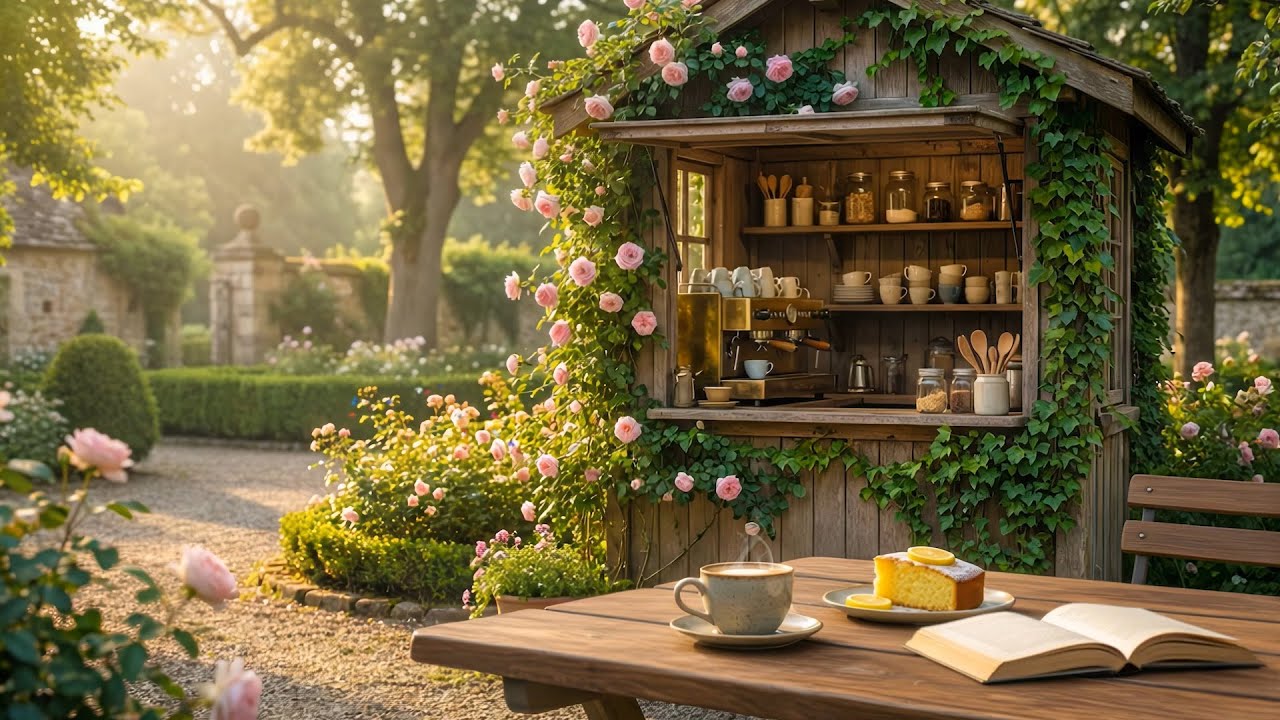 Morning Spring Jazz 🌸 Gentle Jazz Music at Cozy Outdoor Coffee Shop Ambience  for a Peaceful Start