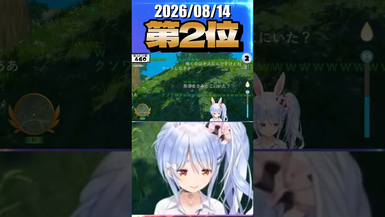 8/14 草コメント数ランキング第2位 #兎田ぺこら 0時間48分ごろ