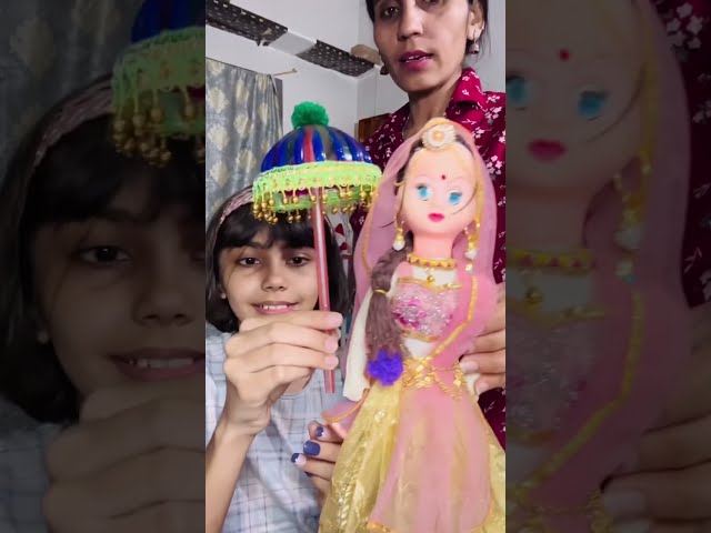 गुड़िया के लिए surprise 🤭🤫 / How to make a doll umbrella? / How a lamp is made? #shorts #diy class=