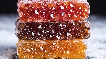 Three frozen honey sticks in different colors stacked like a tower, each sliced cleanly, satisfying