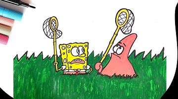 How to draw SpongeBob | Draw Spongebob squarepants and Patrick star together | Easy Kids drawing