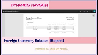 Foreign Currency Balance Report in Business Central