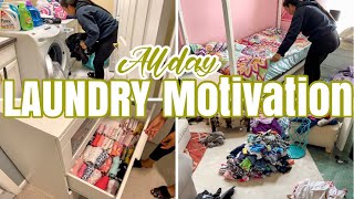 EXTREME ALL DAY LAUNDRY MOTIVATION | ULTIMATE ALL DAY REALISTIC LAUNDRY ROUTINE | SATISFYING FOLDING