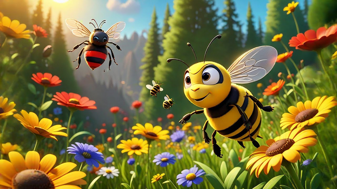 Seven Busy Bees Buzz in a Row | Bee Counting Song for Kids | Fun Nursery Rhyme