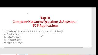 P2P(Process to Process) Application - Computer Networks Questions & Answers MCQ screenshot 4