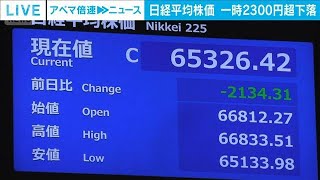 Nikkei Average drops over 2,300 yen at one point; growth stocks sold off amid rate hike concerns ...