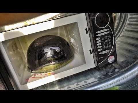 Motorcycle Helmet in a Microwave