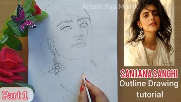 How to draw sanjana sanghi face outline step by step for beginners | dil bechara | sanjana sanghi