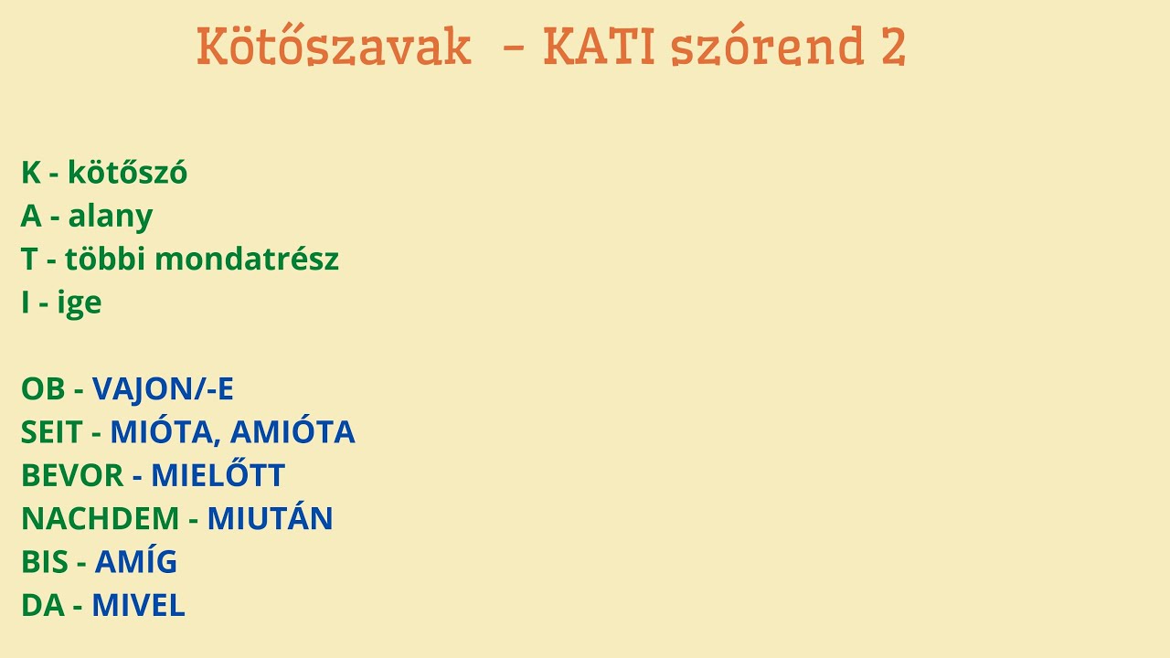 KATI szórend 2 -  Deutsch lernen schnell und einfach
