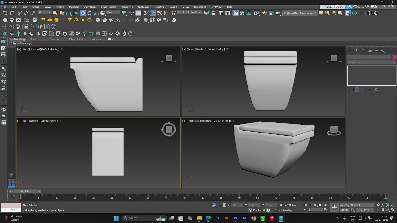 Western WC Modelling Tutorial | 3Ds MAX | Interior Designing