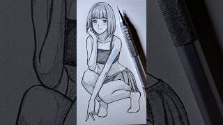 drawing anime girl in a squatting pose #drawing #manga #anime #art #tutorial #howtodraw