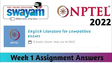 NPTEL English Literature for competitive exams Assignment 1 Answers 2022 || Unique Jankari