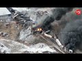 50-car train derails and catches fire in US, causing DANGEROUS SITUATION