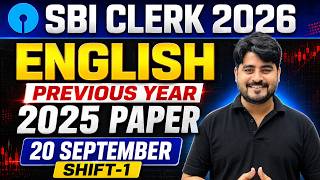 SBI Clerk 2026 English Previous Year Paper 🔥 | 20 September 2025 Shift 1 Full Solution