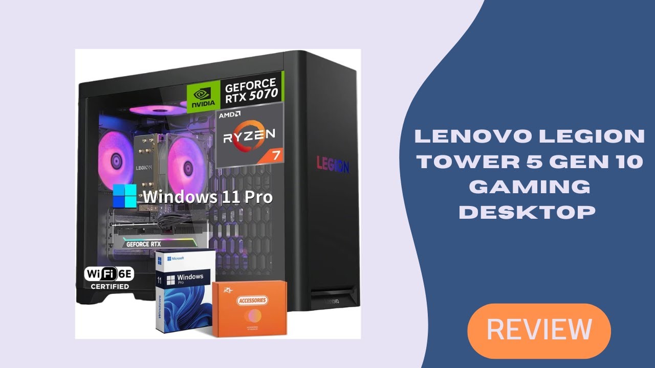 Lenovo Legion Tower 5 Gen 10 Gaming Desktop – RTX 5070 12GB, Ryzen 7 7700X, 64GB DDR5, 1TB SSD