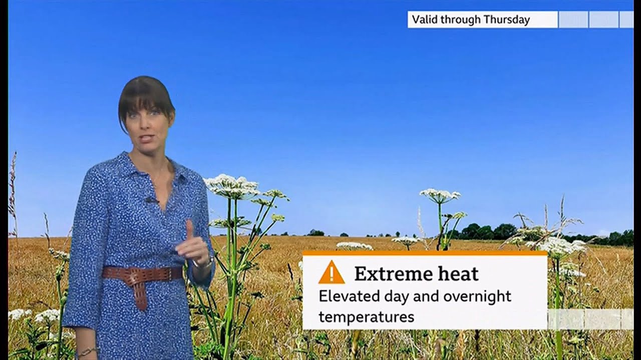 Weather images, extreme amber heat alert, pollen & UV charts (UK) - BBC & ITV weather - 18 July 2021
