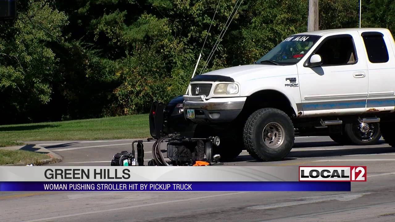 Woman pushing a stroller hit by a pickup truck in Greenhills - YouTube