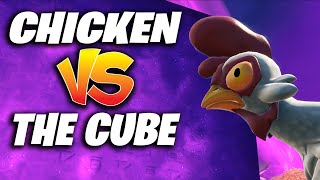 FORTNITE - CHICKEN vs THE CUBE ( YOU WONT BELIEVE WHO WINS )