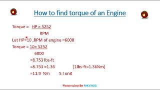 How to find torque of an Engine?