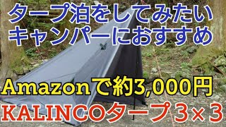 【タープ紹介】Amazonで3,000円程度で購入できるKalincoタープ3m×3m！タープ泊をしてみたい方も気軽に購入できるおすすめタープ！