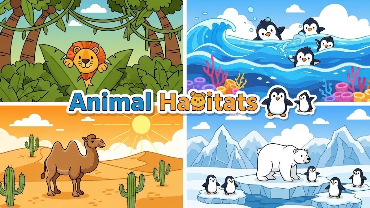 Animal Habitats 🌎🎶 | Fun Educational Song for Kids | Happy Tale & Tune