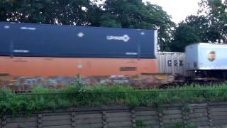 Big Fast CSX Van Train w Lots of UPS  Trailers